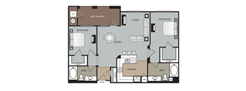 Vouge 2 Bed 2 Bath Floorplan at Enclave at Warner Center, Woodland Hills, CA
