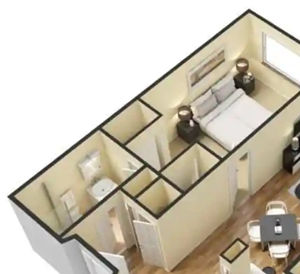 Two Bedroom Two Bath D – 2 Bedroom 2 Bath Floor Plan Layout – 860 Square Feet