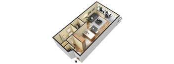 A – 0 Bedroom 1 Bath Floor Plan Layout – 430 Square Feet