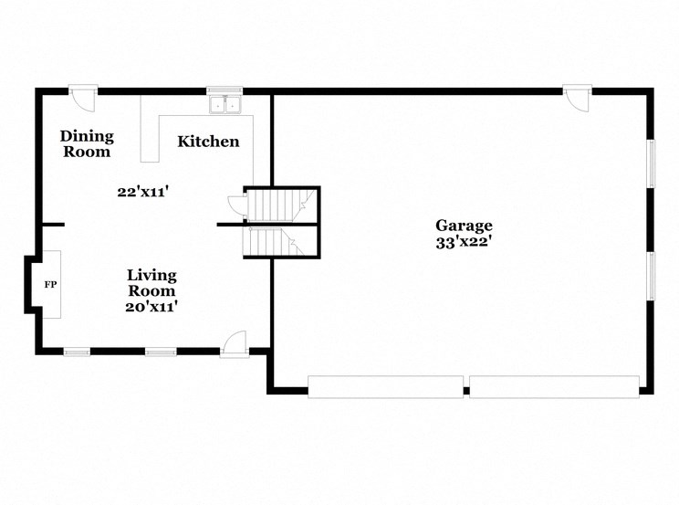 a floor plan of a house with a living room and a dining room