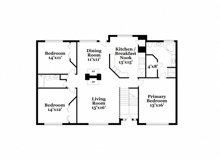 a floor plan of a house with bedrooms and a living room