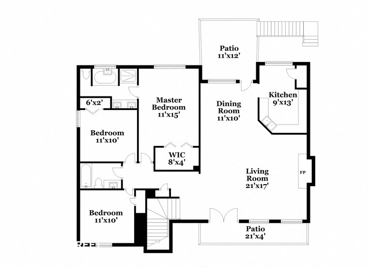 a floor plan of a house with bedrooms and a living room