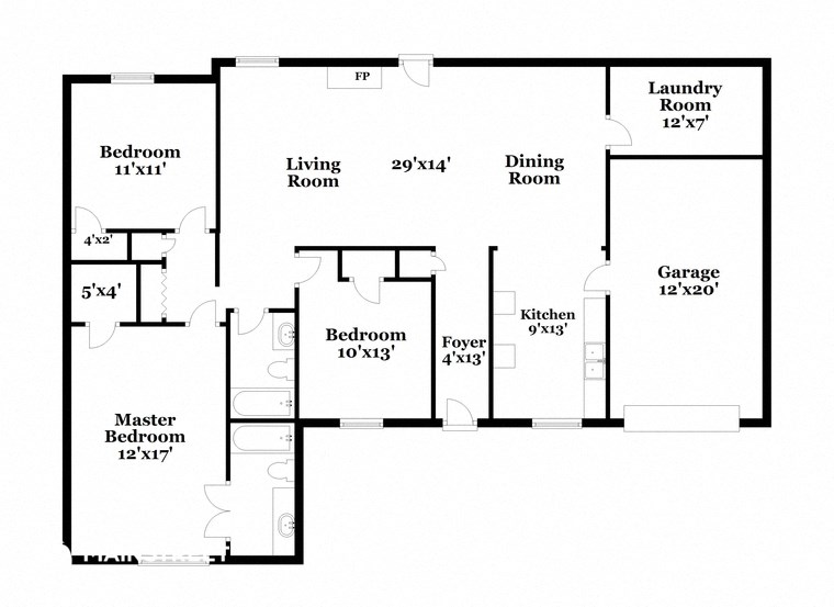 a floor plan of a house with bedrooms and a living room