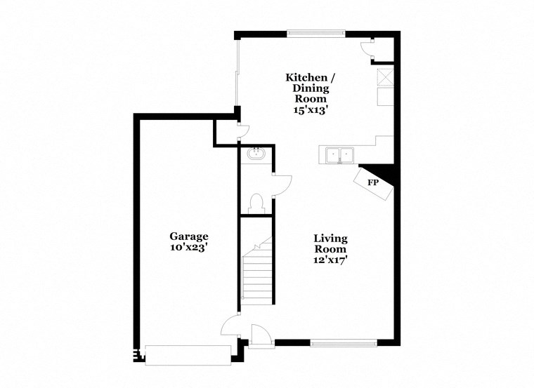 a floor plan of a house with a bedroom and a living room