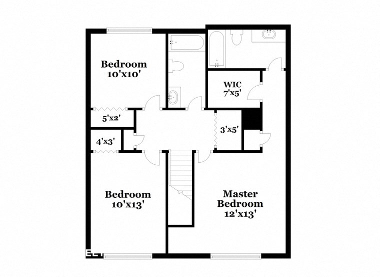 the floor plan of the second floor of a house with a bedroom and a bathroom