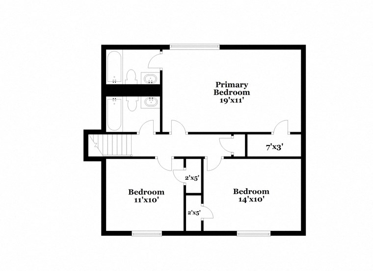 a floor plan of a house with an open floor plan with bedrooms and a bathroom