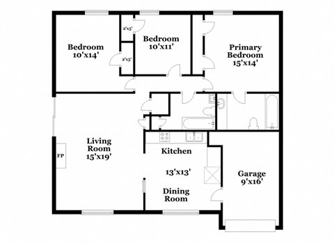 a floor plan of a house with a kitchen and a living room