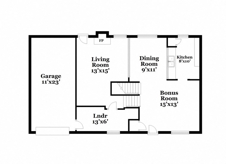 floor plan of the second floor of a house with a garage and a living room