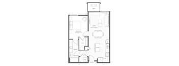 One Bedroom One Bathroom Floor Planat Harbor Heights 55+ Community, Olympia, Washington