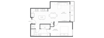 One Bed One Bath Floor Planat Harbor Heights 55+ Community, Olympia