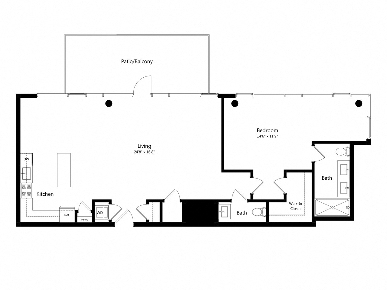 1 Bedroom - 1.5 Bath | A15