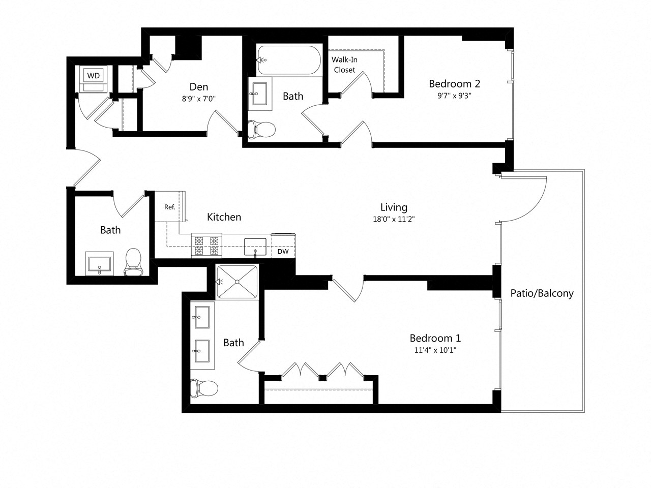 2 Bedroom Den - 2.5 Bath | Bd4