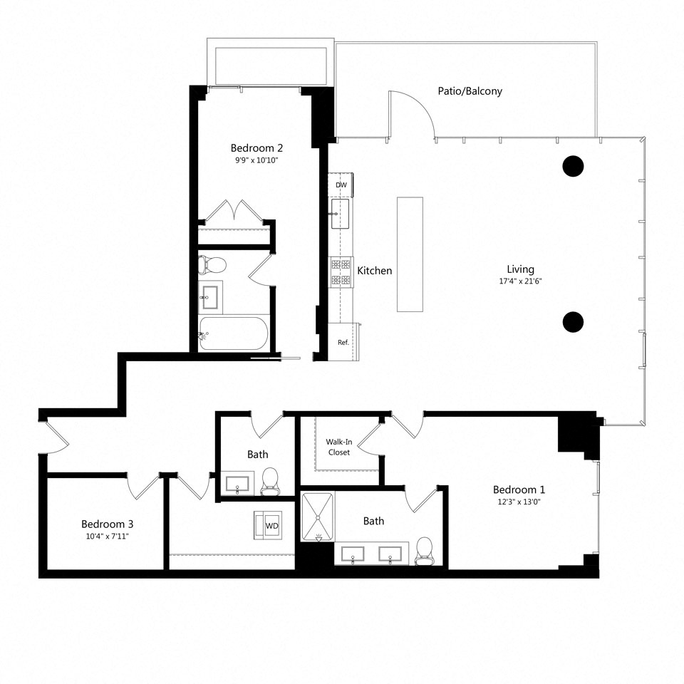 2 Bedroom Den - 2.5 Bath | Bd5