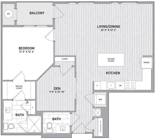 1 BED 1 BATH Floor Plan G at Indigo 301 Apartments, King of Prussia, 19406