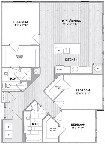 3 BED 2 BATH Floor Plan at Indigo 301 Apartments, Pennsylvania, 19406