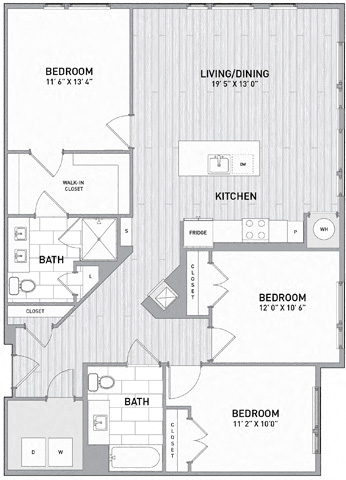 3 BED 2 BATH Floor Plan A at Indigo 301 Apartments, Pennsylvania