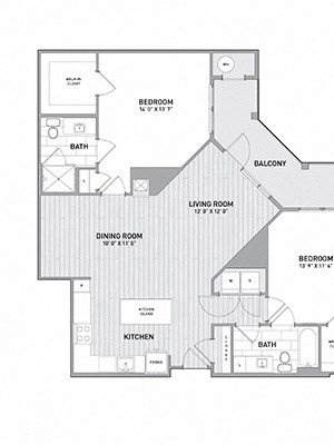 Huge 2 BED 2 BATH Floor Plan Huge 2 BED 2 BATH Floor Plan at Indigo 301, King of Prussia, Pennsylvania