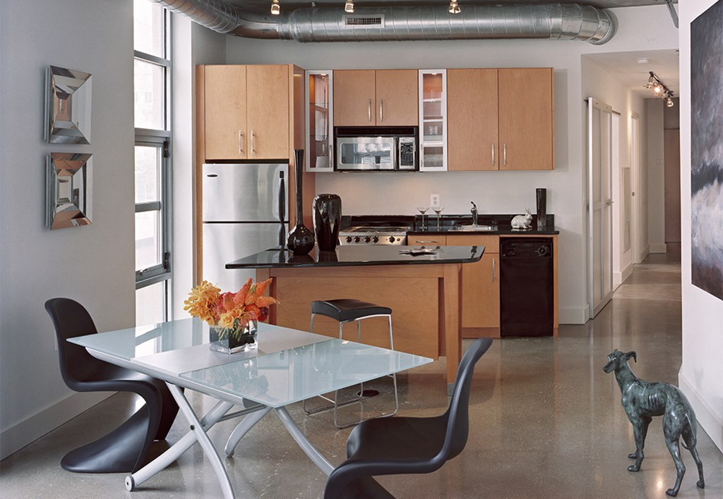 Living Room Come Kitchen View at The DeSoto Apartments, Washington, DC 20005