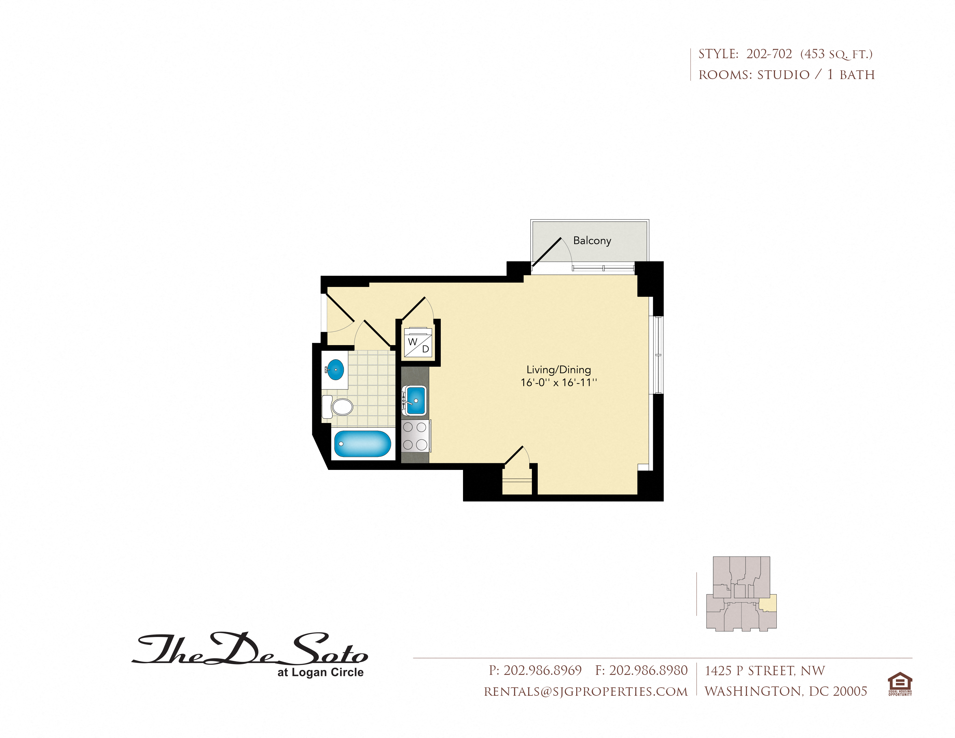 The DeSoto 02 Floor Plan at The DeSoto Apartments in Washington, DC 20005