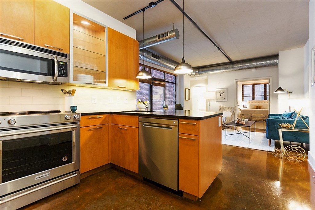 2 bedroom kitchen and living room at The Hudson Apartments, Washington, DC, 20005