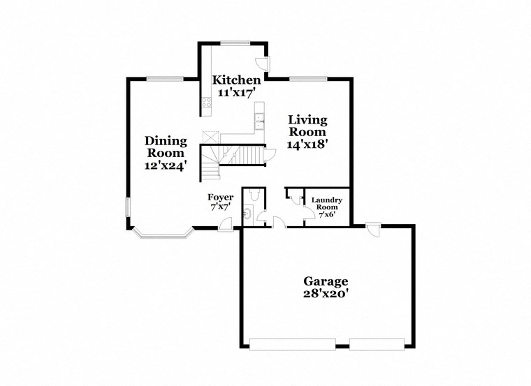 a floor plan of a house with bedrooms and a living room and a dining room
