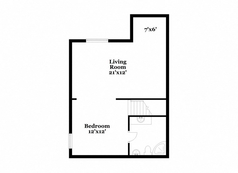 a floor plan of a house with a bedroom and a living room