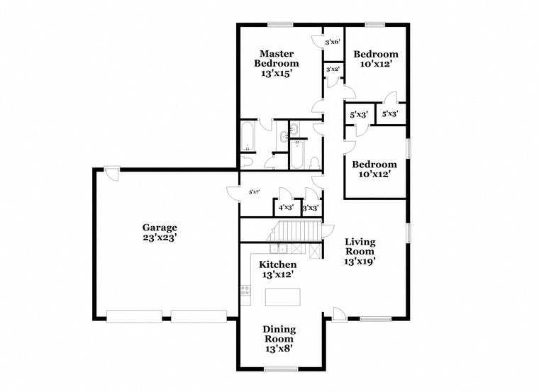 a floor plan of a house with a combination of bedrooms and baths