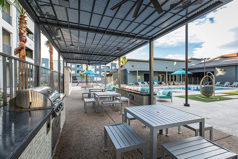 Outside seating near pool
