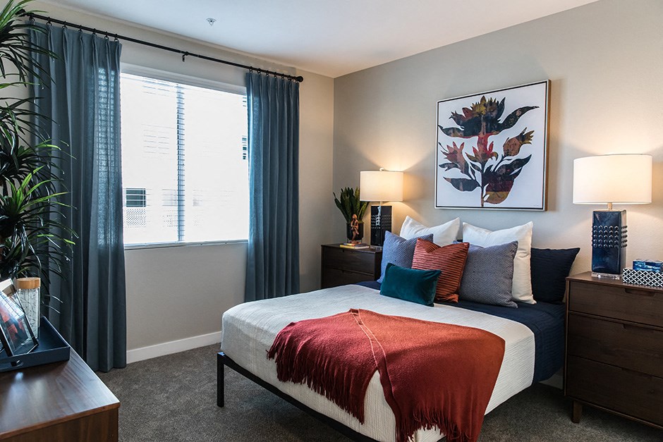 Bedroom with window Bedroom with window at ARISTA APARTMENT HOMES, Las Vegas, NV