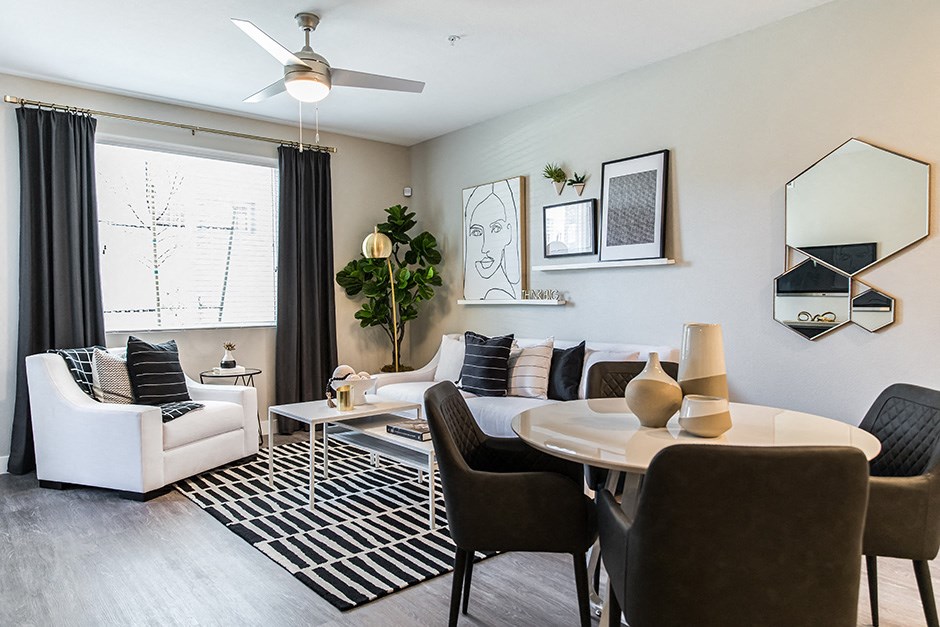 Living room and dining 