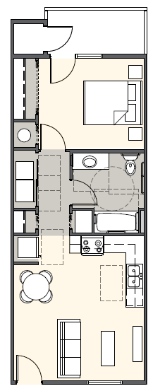 One Bedroom 584 Sq Ft