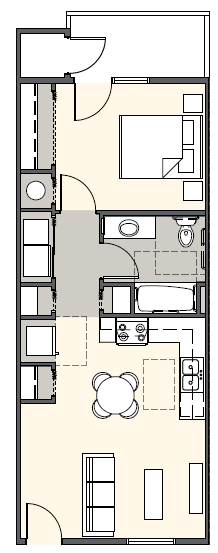 One Bedroom 584 Sq Ft