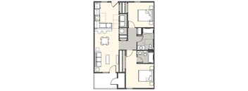Two Bedroom Two Bathroom 965 Sq Ft