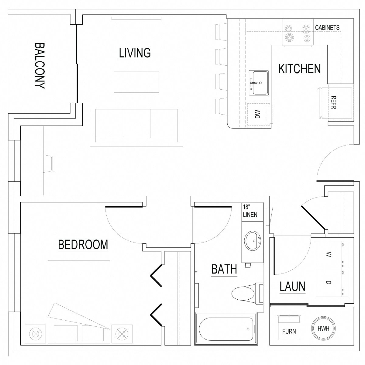 The Gable Style A - 739 SF Apartment The Gable Style A - 739 SF Apartment