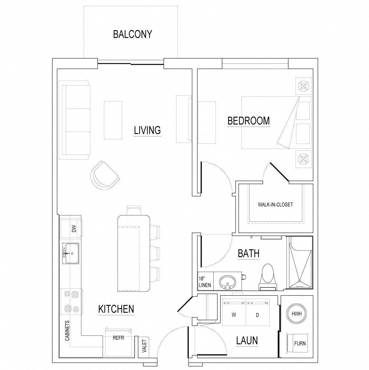 The Gable Style B - 739 SF Apartment The Gable Style B - 739 SF Apartment