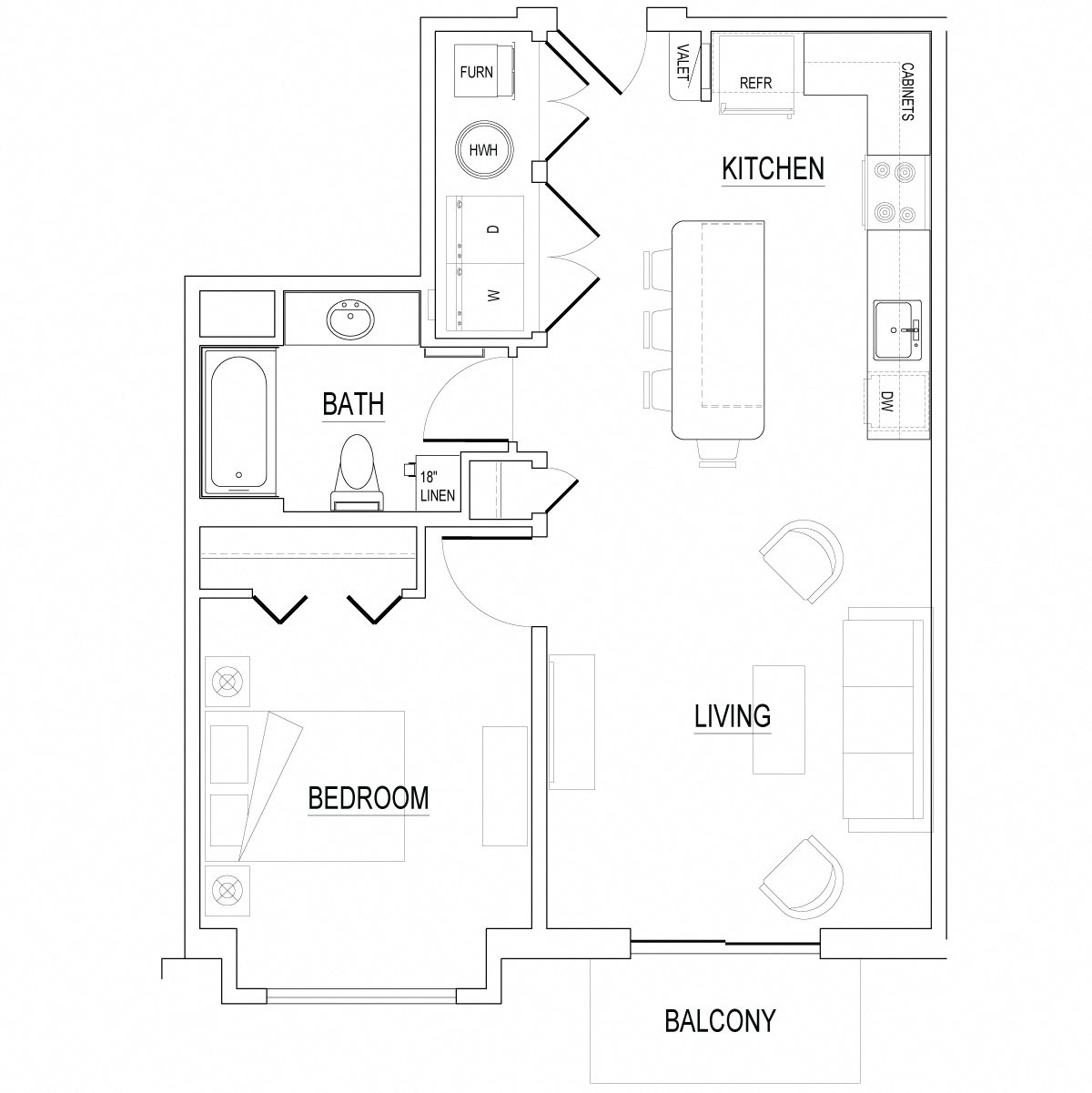 The Gable Style C - 745 SF Apartment The Gable Style C - 745 SF Apartment