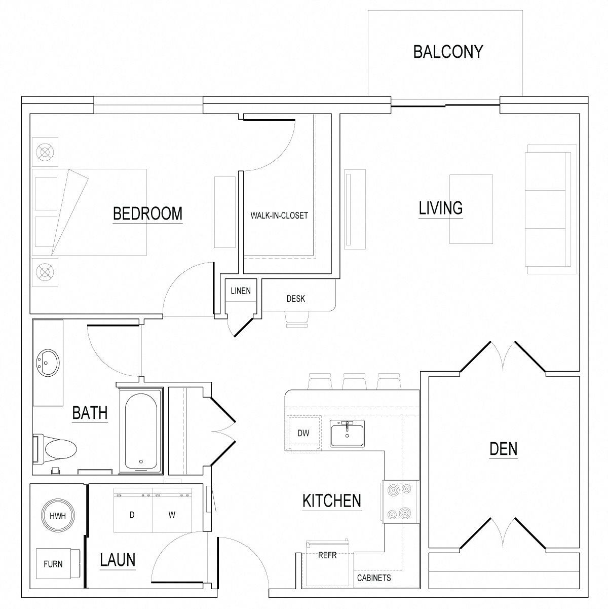 The Keystone Style A - 957 SF Apartment The Keystone Style A - 957 SF Apartment