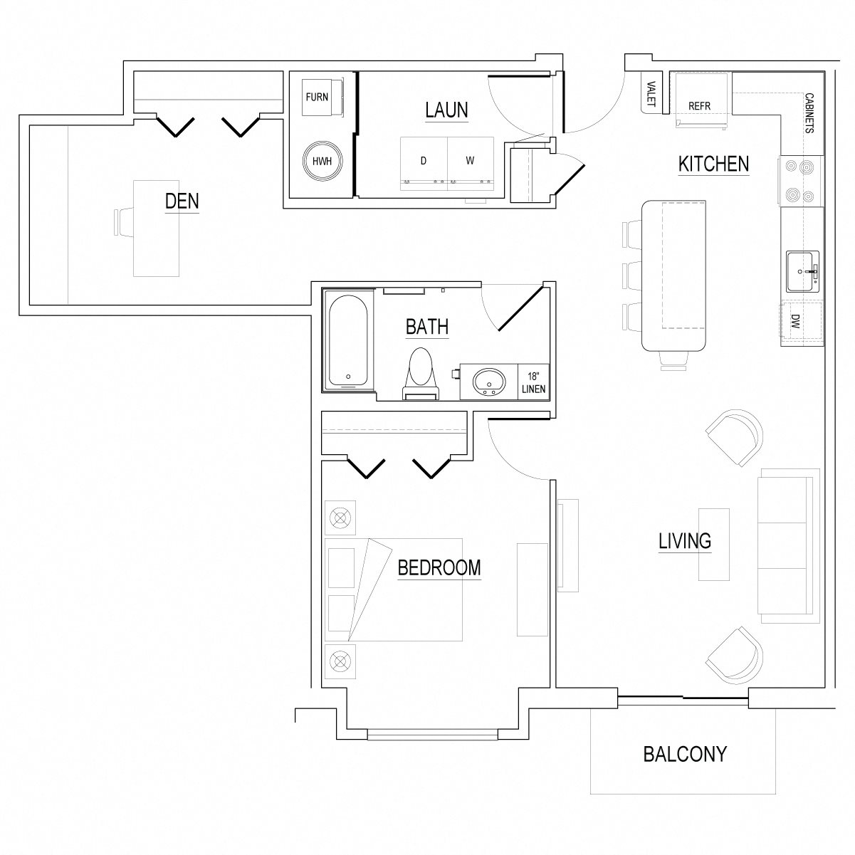 The Keystone Style B - 974 SF Apartment The Keystone Style B - 974 SF Apartment