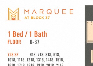 1 Bed - Plan 18 at Marquee at Block 37, Illinois