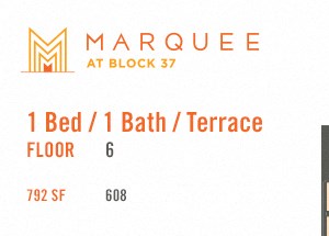 1 Bed - Plan 608 at Marquee at Block 37, Illinois, 60601