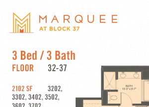 3 Bed - Plan 02 at Marquee at Block 37, Chicago, 60601