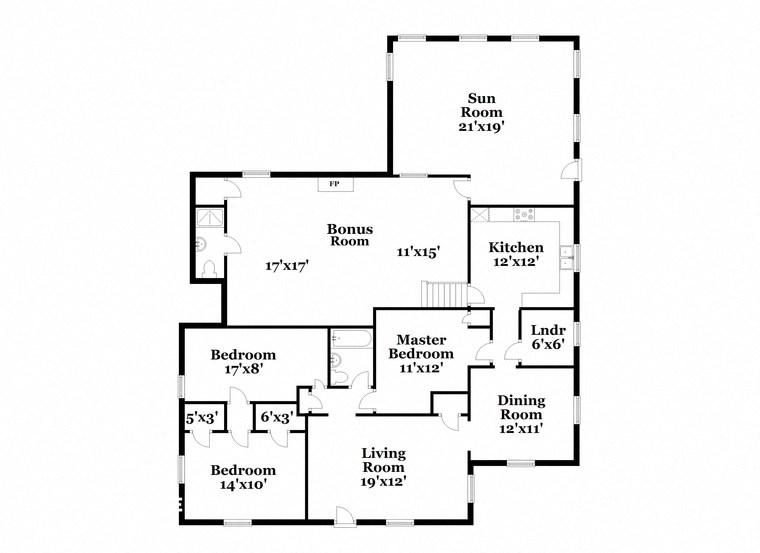 a floor plan of a house with two bedrooms and a baths