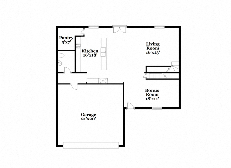 a floor plan of a house with a bedroom and a living room