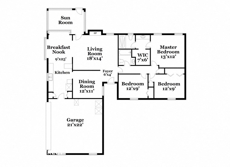 a floor plan of a house with two bedrooms and a game room