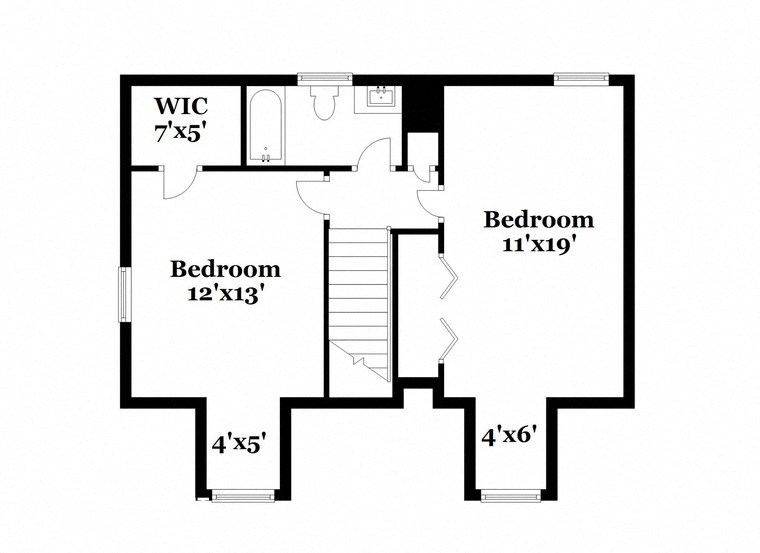 floor plan of the second level floor plan with bedrooms and bathrooms and a large bedroom