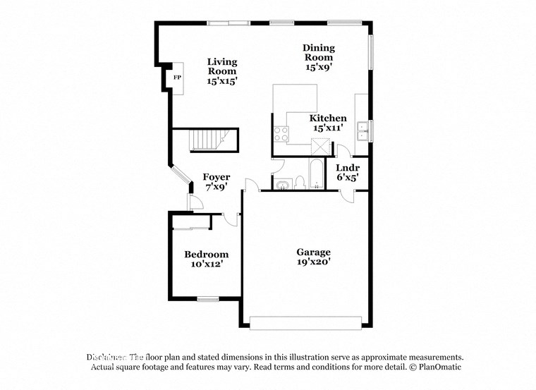 a floor plan of a house with a bedroom and a living room