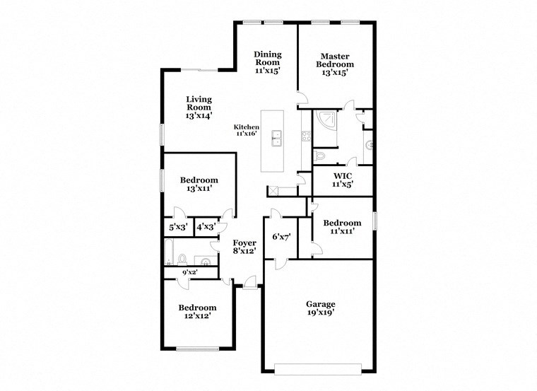 a floor plan of a home with a mix of bedrooms and baths