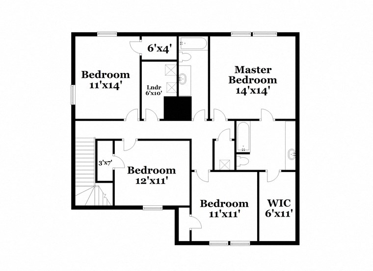 a floor plan of a house with an open floor plan with bedrooms and a bathroom