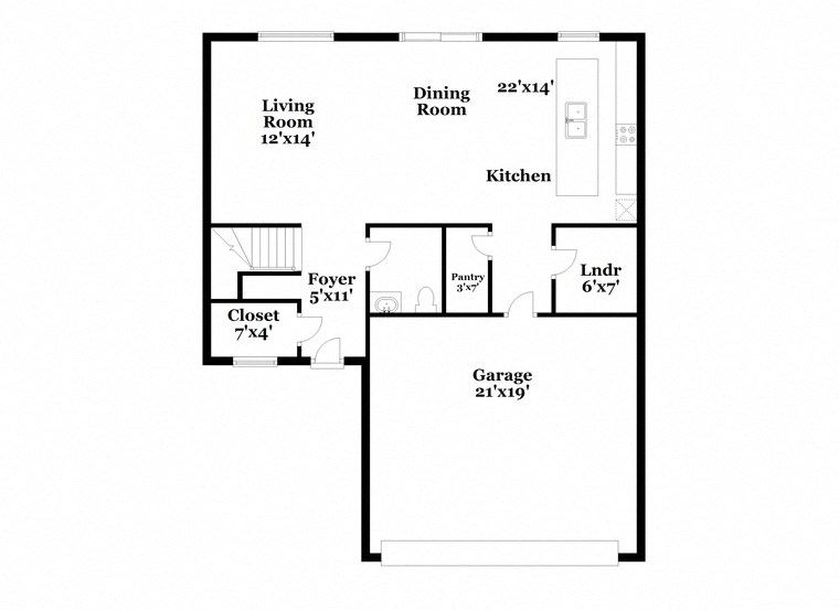 a floor plan of a house with a bedroom and a living room