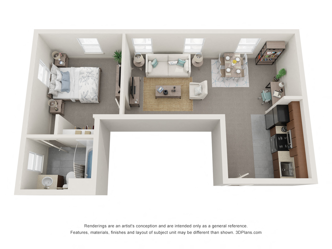 1 bedroom 358-509 square feet